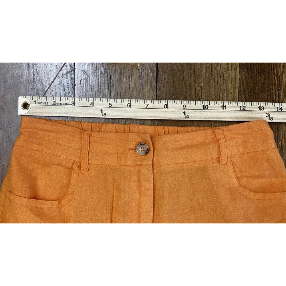Women's Linen Blend Cargo BEACH Pants Size Medium Tangerine Lightweight Colorful